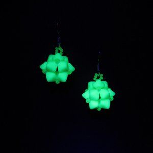 Uranium glass beaded bead earrings